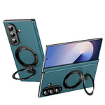 Samsung Galaxy Z Fold 6 Leather Case with Magnetic Holder and Screen Protector