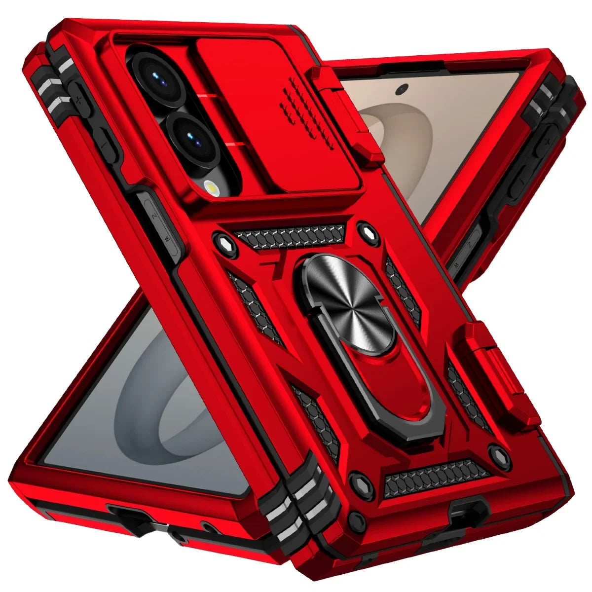 Sliding Camera Lens Cover Case with Rotating Ring Kickstand for Samsung Galaxy Z Fold 8