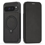 Google Pixel 9 Series Leather Flip Case with Card Slot and Magnetic Ring Holder