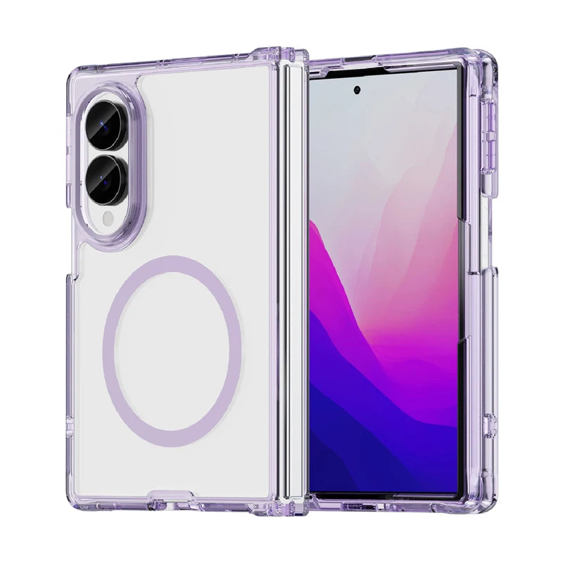 Transparent Anti-Fingerprint Case with Magnetic Ring for Samsung Galaxy Z Fold 8