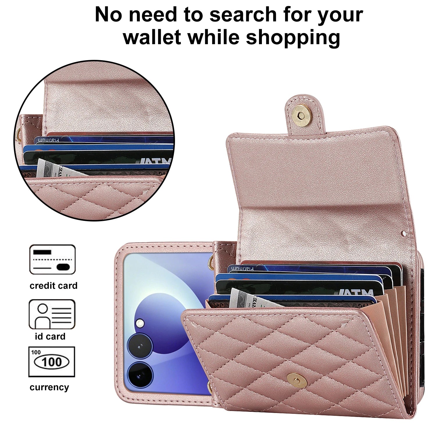 Crossbody Leather Wallet Case with Card Holder for Samsung Galaxy Z Flip 8