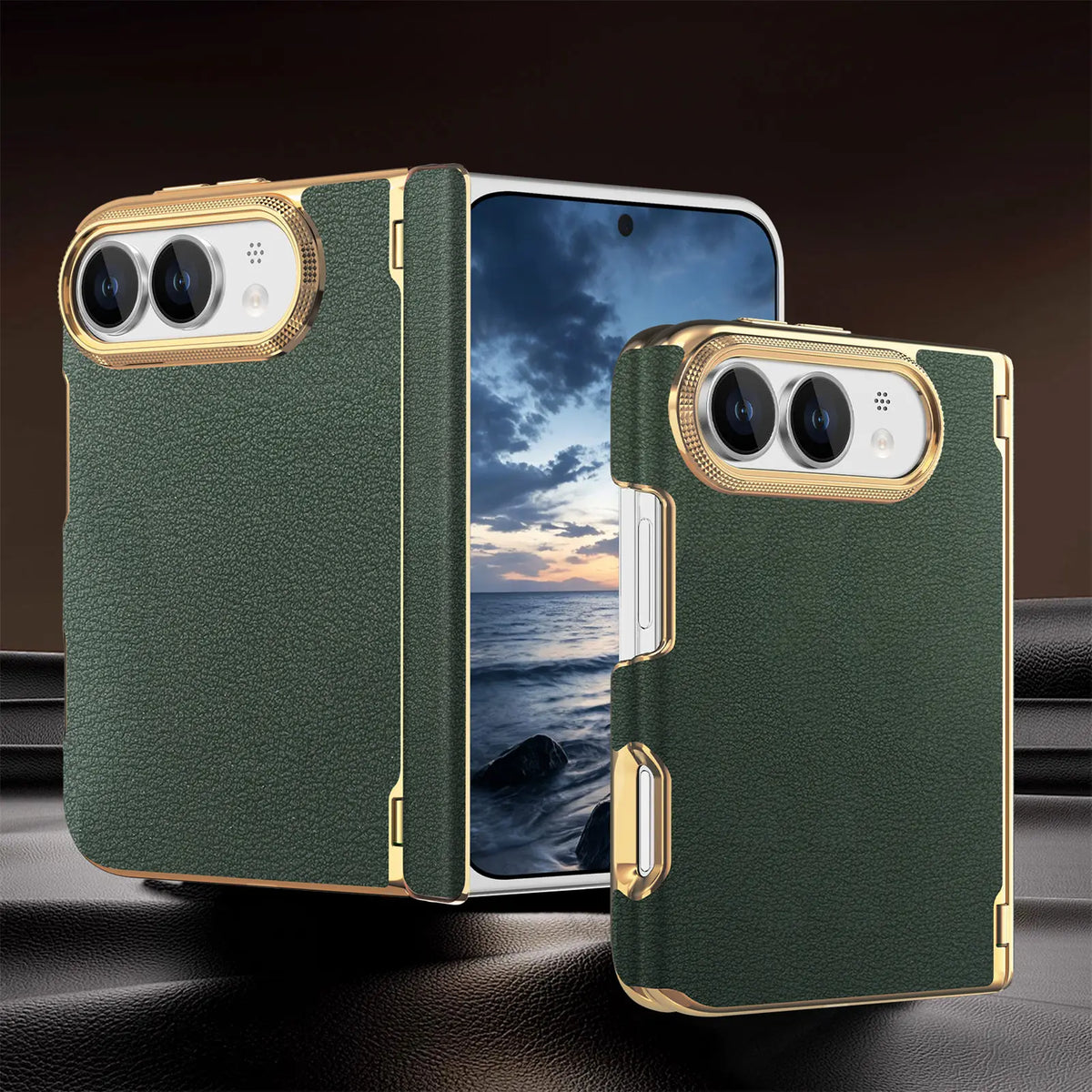 Shockproof Hinge-Reinforced Foldable Case with Lens Protection for iPhone Duo
