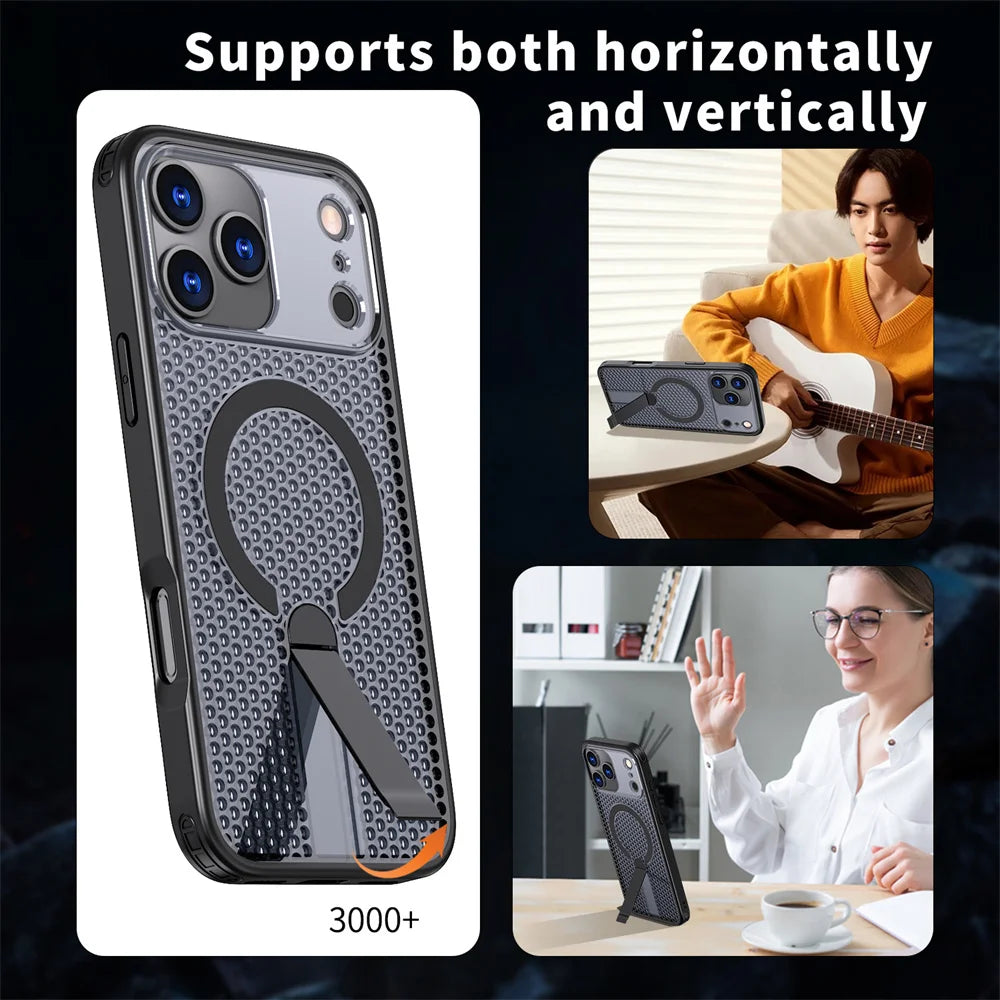 Heat Dissipation MagSafe Case with Foldable Stand for iPhone 17 Series