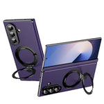 Samsung Galaxy Z Fold 6 Leather Case with Magnetic Holder and Screen Protector