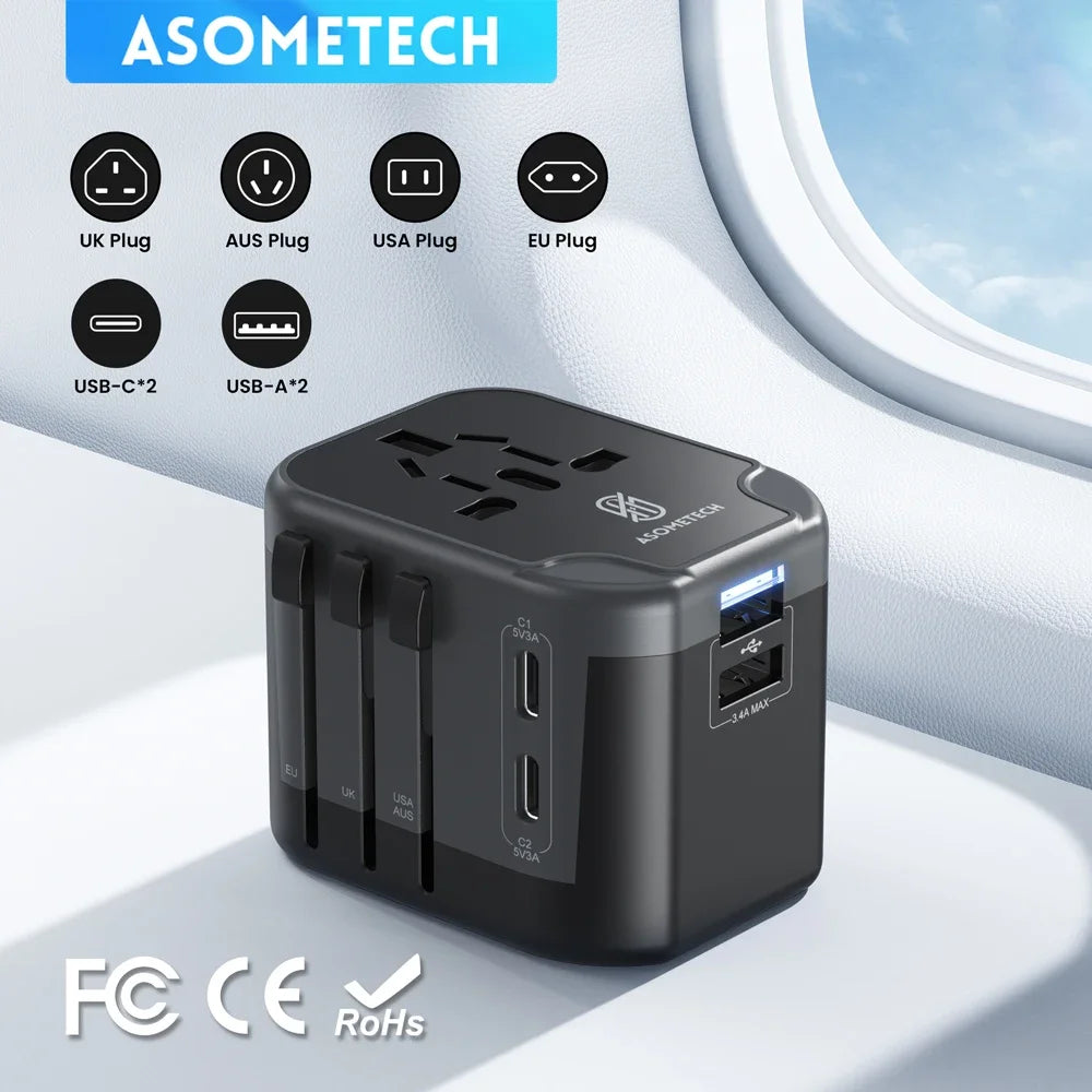 Asometech 4-Port GaN Travel Adapter