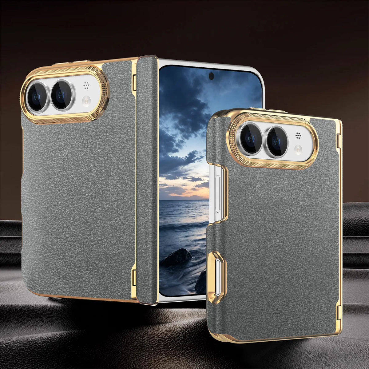 Shockproof Hinge-Reinforced Foldable Case with Lens Protection for iPhone Duo