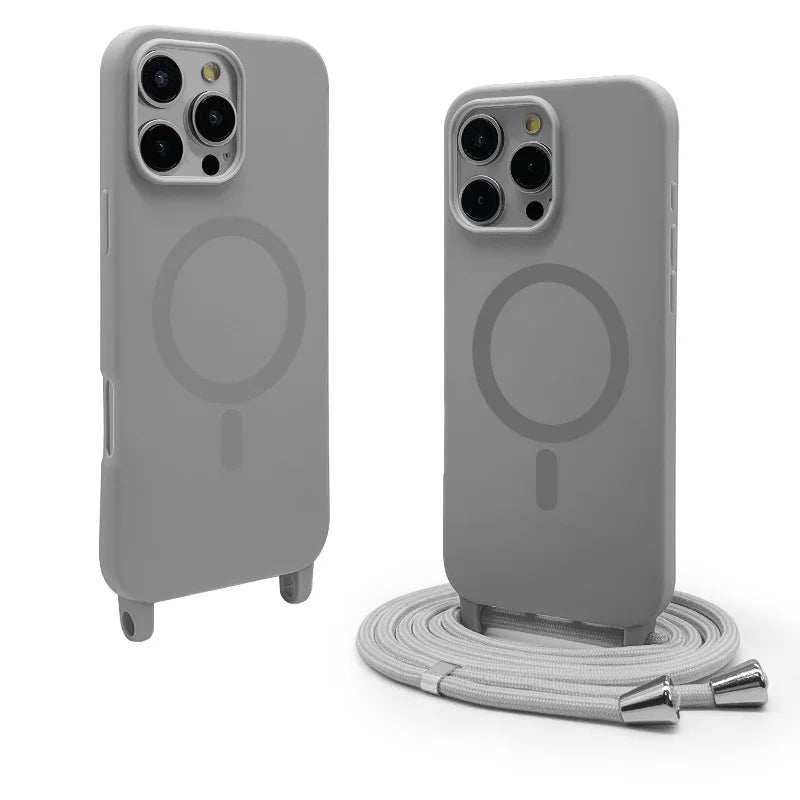 Soft TPU Silicone Crossbody Lanyard Case with MagSafe for iPhone 16 Series