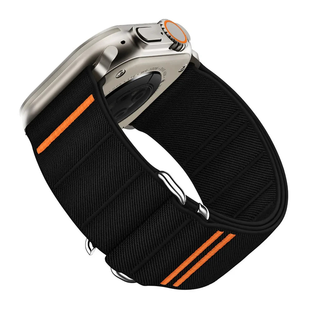 Woven Nylon Loop Closure Band with Shaped Buckle for Apple Watch