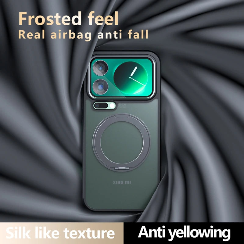 Shockproof Frosted PC TPU Magnetic Case with 360-Degree Rotating Ring Holder for Xiaomi 17 Series