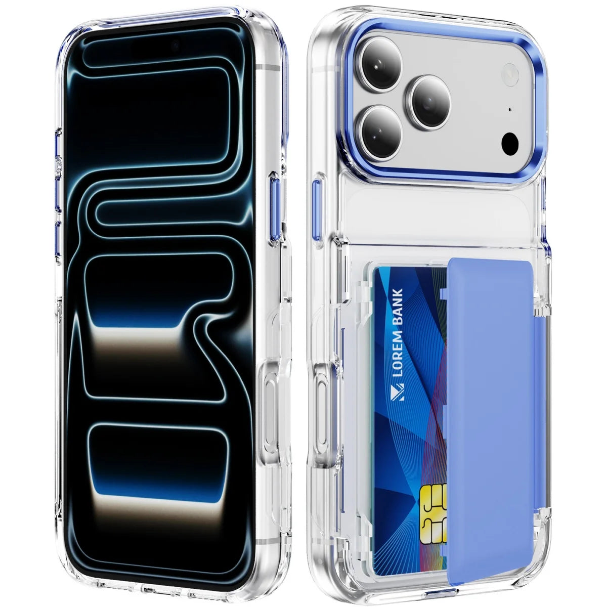 Transparent 2-Card Sliding Wallet Case with Raised Edges for iPhone 18 Series