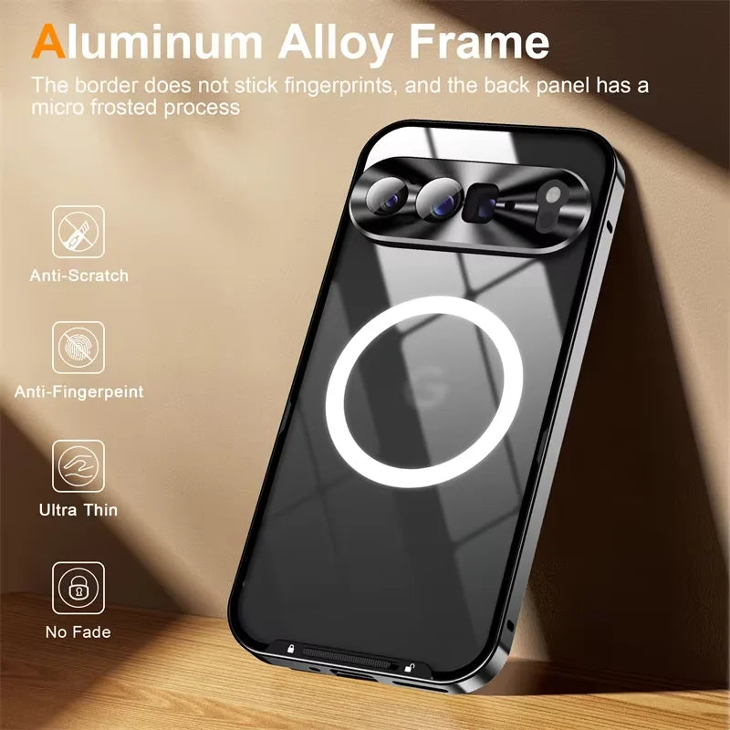 Google Pixel 9 Pro XL Aluminum Metal Frame Magnetic Wireless Charging Case