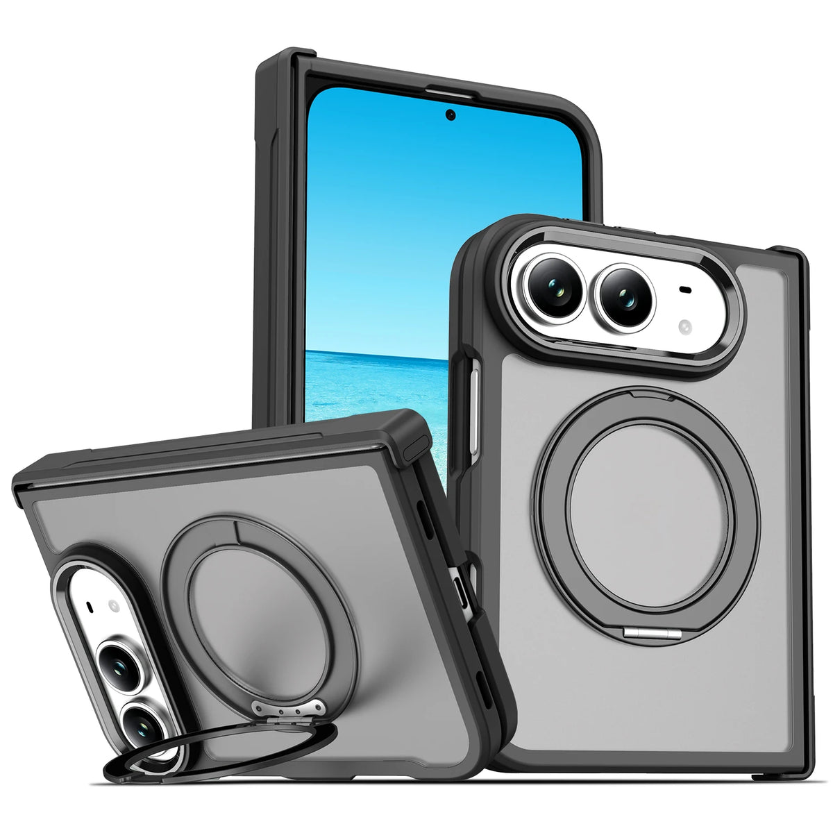 Shockproof MagSafe Case with 360° Rotating Ring Stand for iPhone Duo