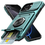 iPhone 15 Series Shockproof Heavy Duty Magnetic Case with Ring & Card Slot