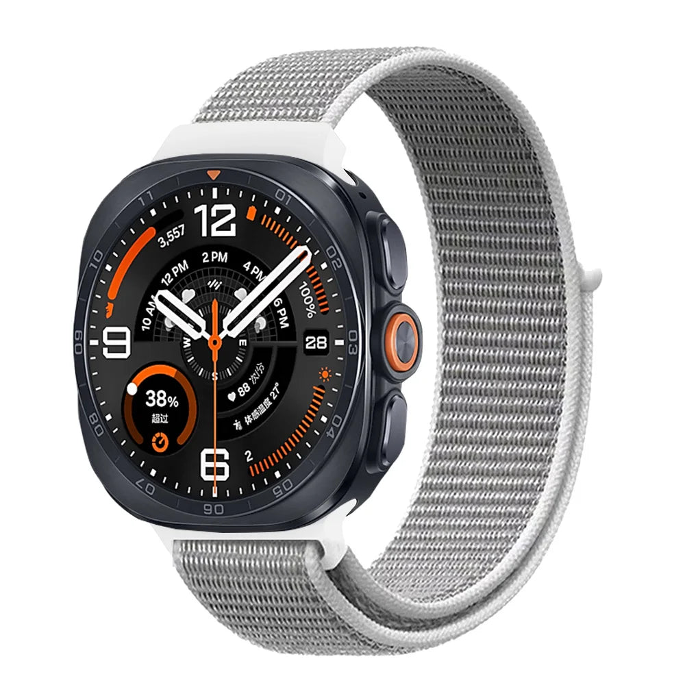Breathable Nylon Weave Watchband with Hook-and-Loop Closure for Samsung Galaxy Watch Ultra 2