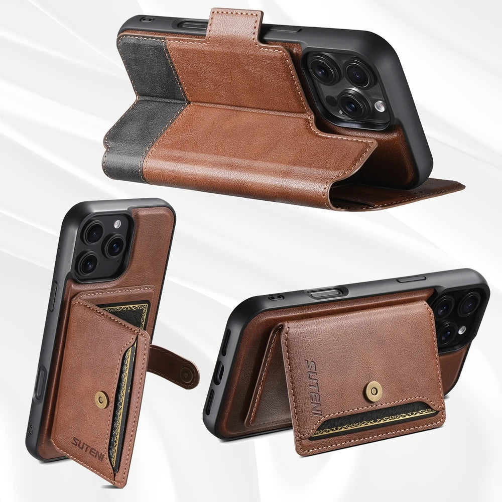 3-in-1 MagSafe Leather Wallet Case with Card Holder for iPhone 16 Series