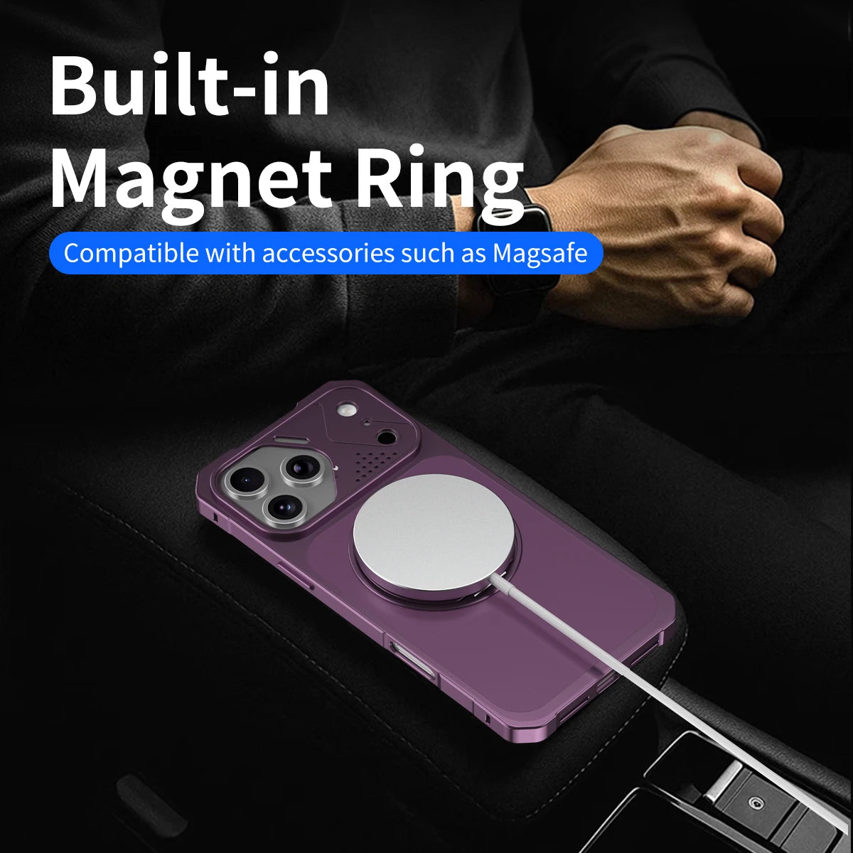 Aluminum Alloy MagSafe Case with 360° Rotating Bracket for iPhone 18 Series
