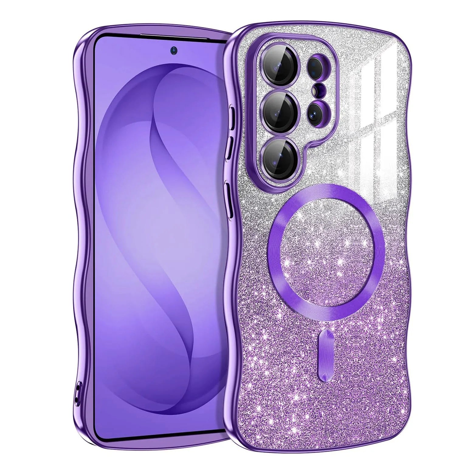 Glitter Wave Frame Magnetic TPU Case for Samsung Galaxy S26 Series