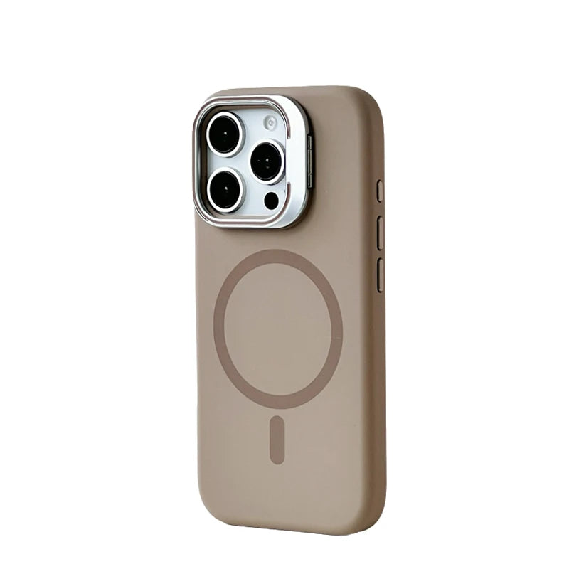 Frosted Liquid Silicone MagSafe Case with Metal Lens Holder for iPhone 16 Pro and iPhone 16 Pro Max