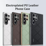 Plaid Grid Leather PU Case with Plating Lens for Samsung Galaxy S24 Series