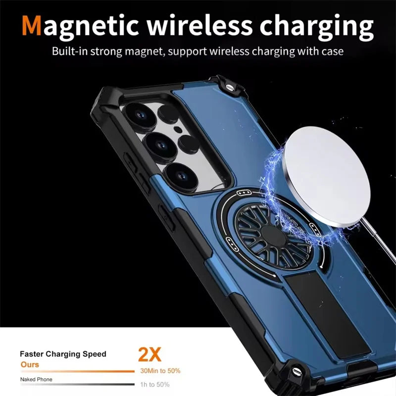 Military Armor Magnetic Case with Kickstand for Galaxy S26 Series