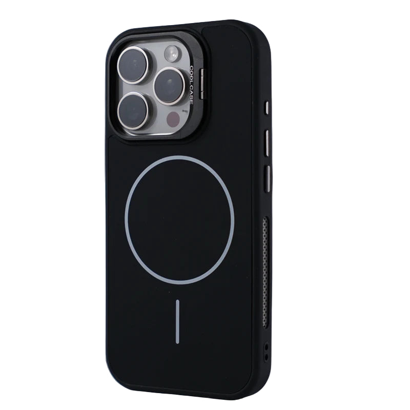 Matte Silicone MagSafe Case with Alloy Lens Kickstand for iPhone 16 Series