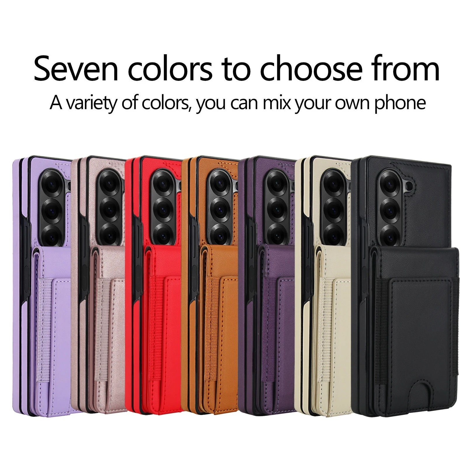 Vertical Card Slot Leather Wallet Case with Tempered Glass for Samsung Galaxy Z Fold 6