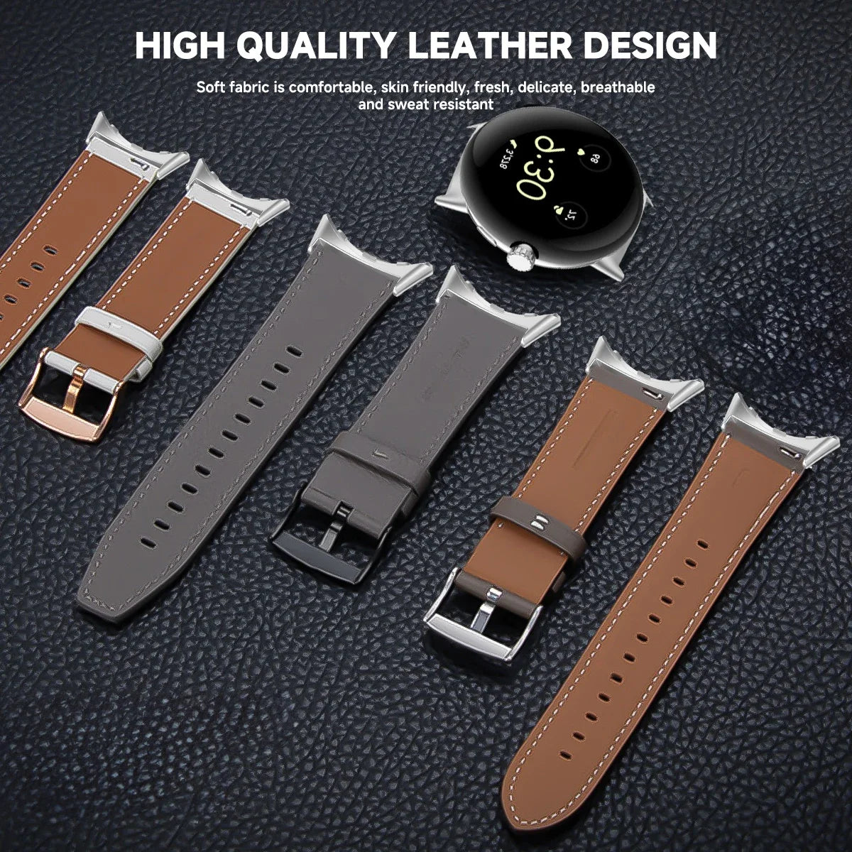 Premium Leather Replacement Strap for Google Pixel Watch 3