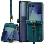 PU Leather Case with Detachable Wrist Lanyard for Samsung Galaxy Z Flip 8