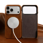 Classic Genuine Cowhide Leather MagSafe Case for iPhone 17 Series