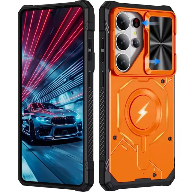 Dual-Layer Shockproof Case with Sliding Lens Window for Samsung Galaxy S25 Ultra
