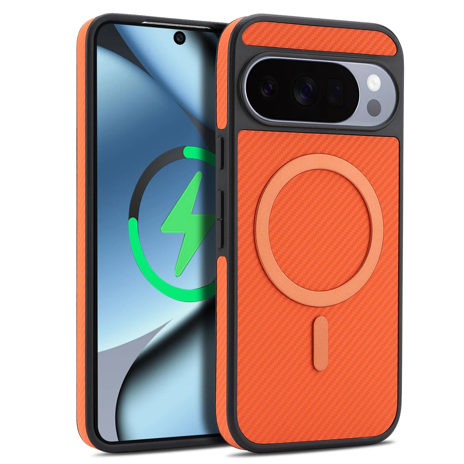 Carbon Fiber Magnetic Leather Case for Google Pixel 9 Series
