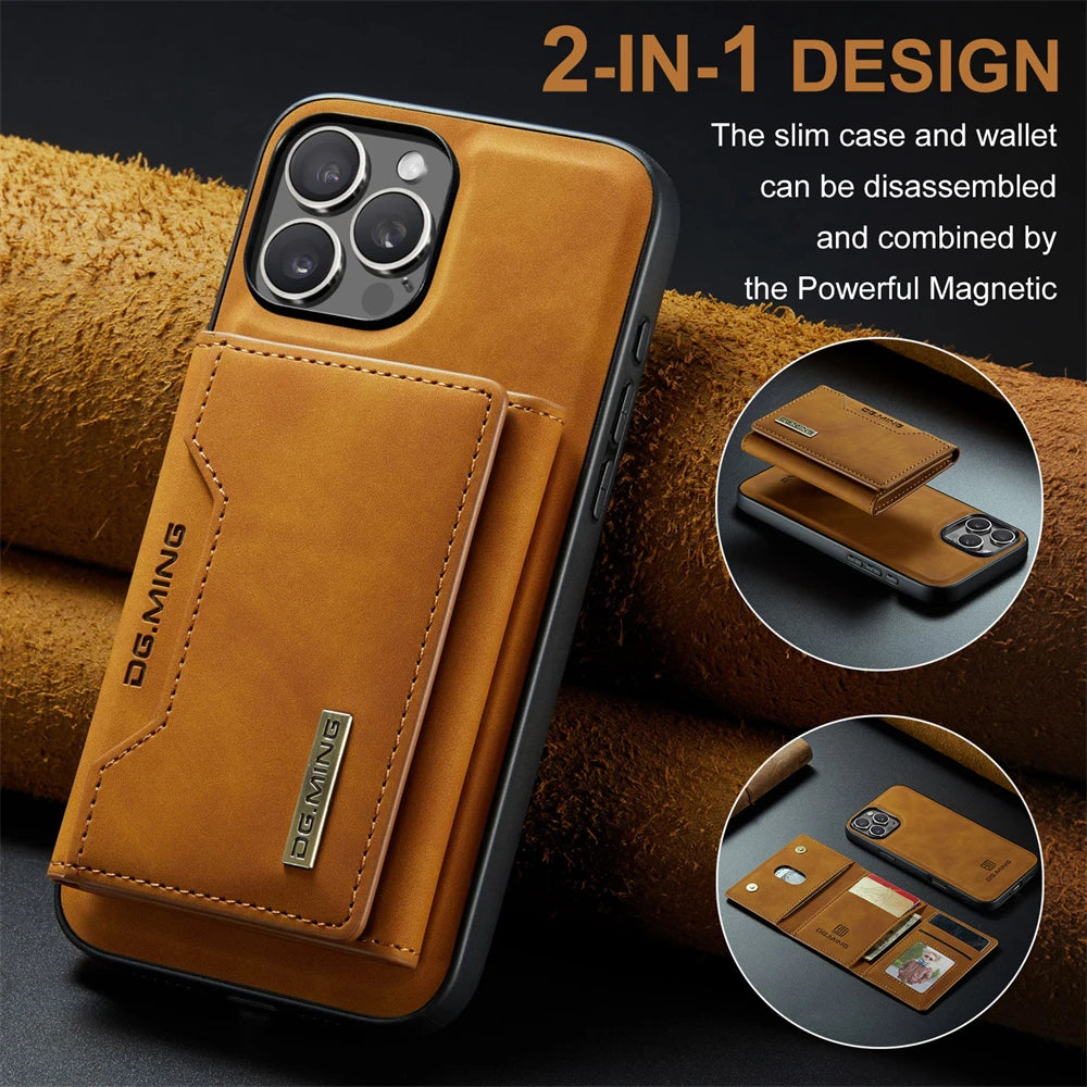2-in-1 Detachable MagSafe Wallet Leather Case for iPhone 16 Series