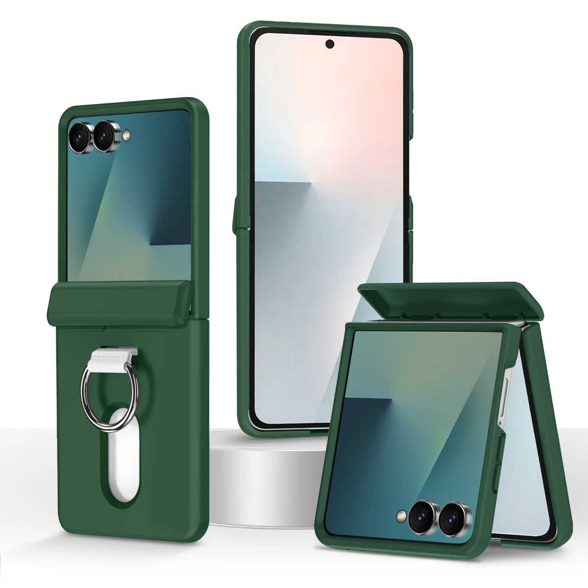 2-Card Wallet Flip Case with Rotating Finger Ring for Samsung Galaxy Z Flip 8