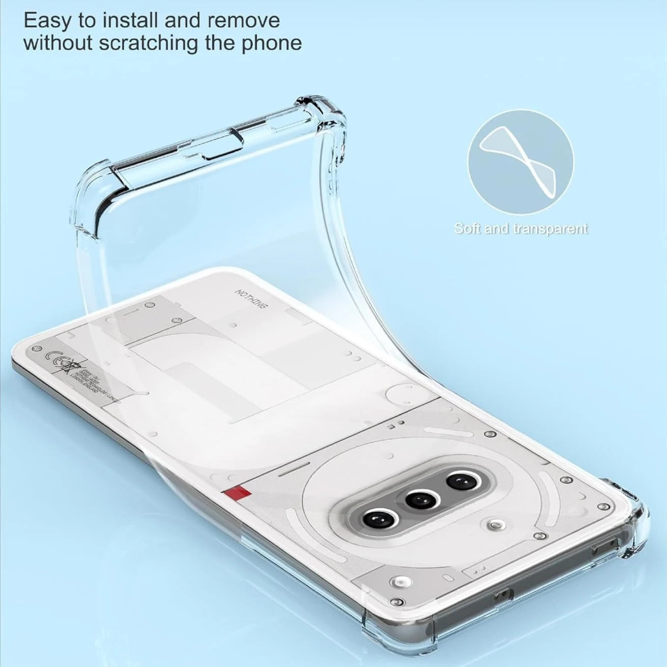Four-Corner Shockproof Transparent TPU Case for Nothing Phone 4a