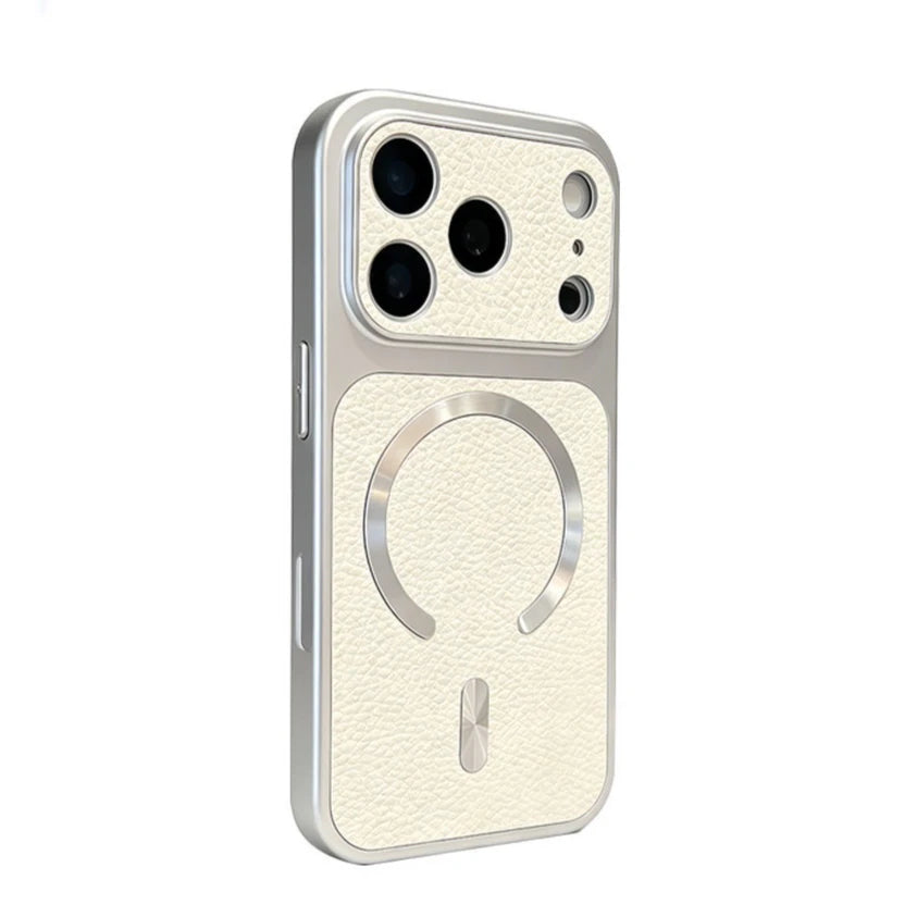 Shockproof Lychee PU Leather MagSafe Case for iPhone 17 Series