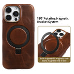Premium Genuine Leather Case with Foldable Stand for iPhone 16 Series