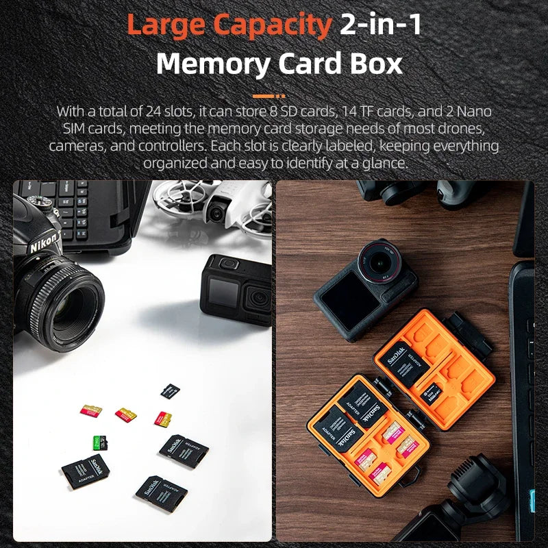 24-Slot Memory Card Storage Case with Carabiner