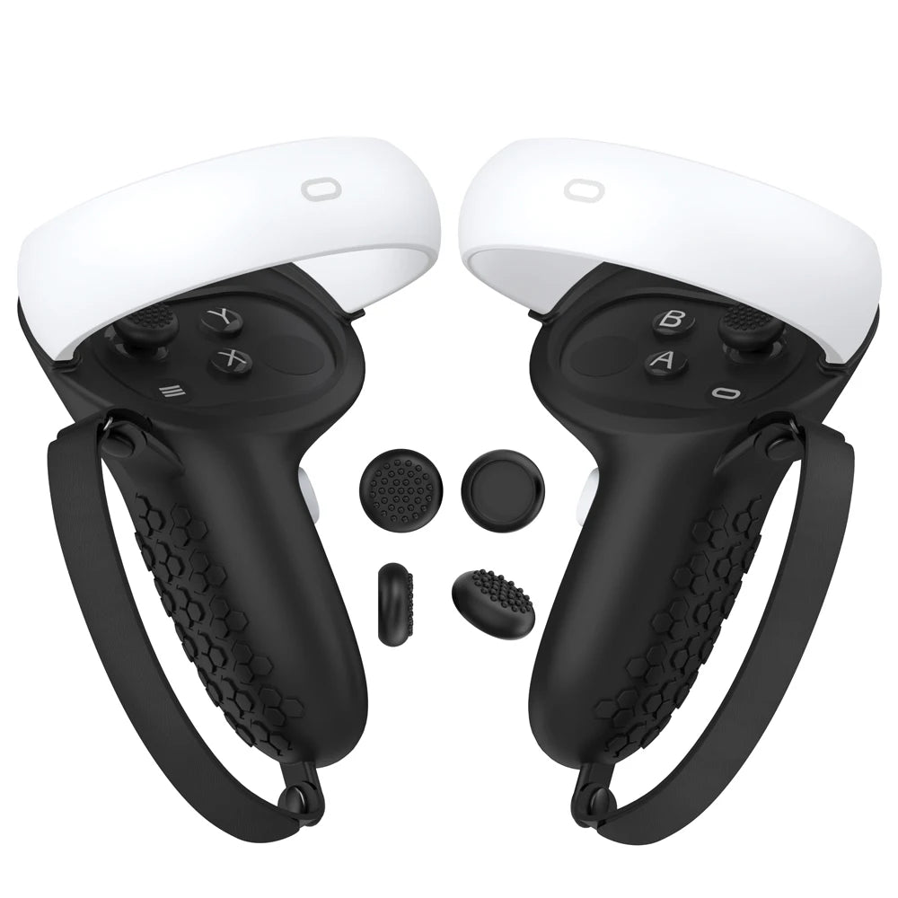 Meta Quest 2 Controller Silicone Grip Cover with Knuckle Strap