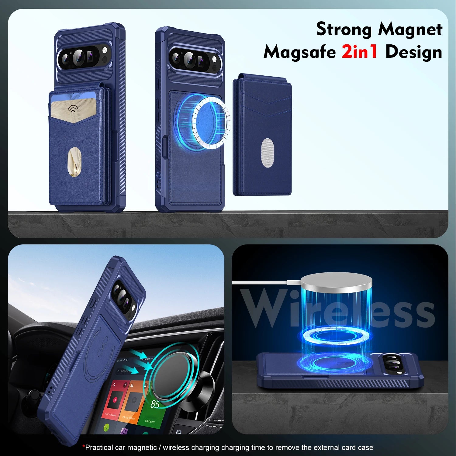 Premium Magnetic Leather Case with Detachable Card Holder for Google Pixel 9 Series