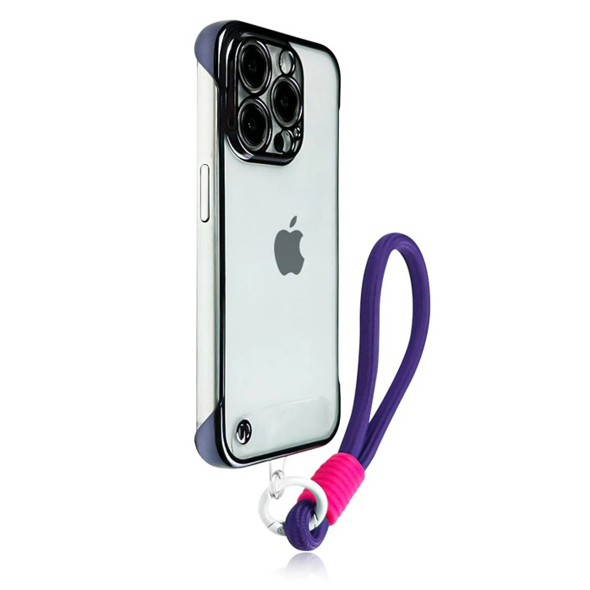 Premium Transparent Frameless Case with Anti-Lost Wrist Strap for iPhone 16  Series