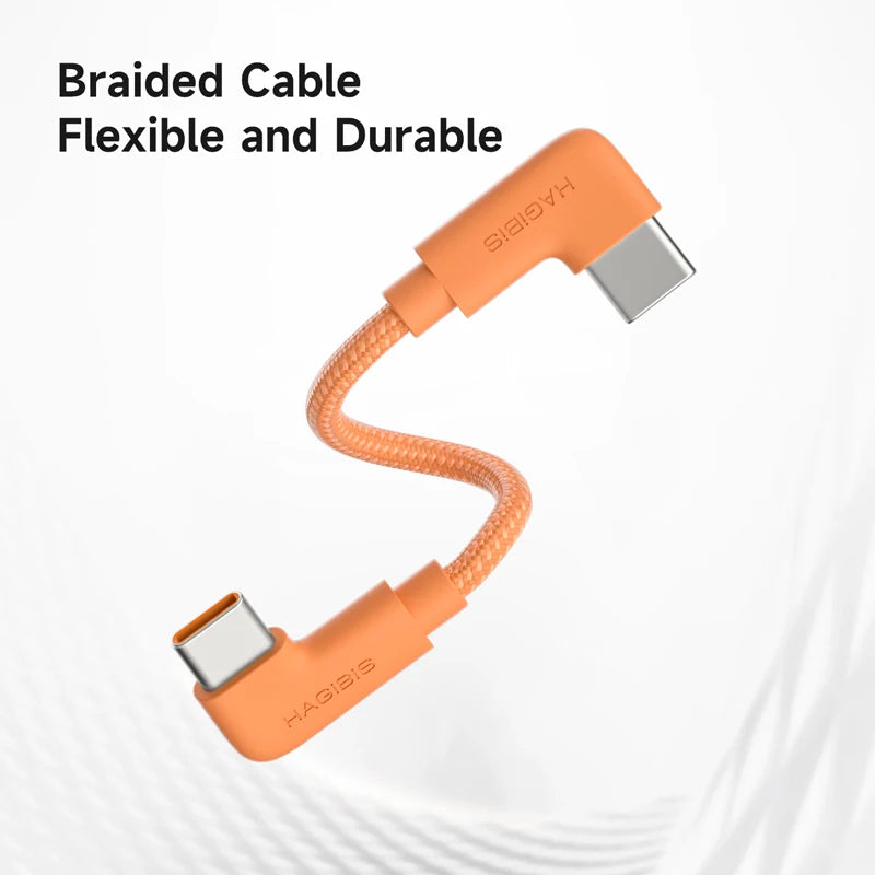 HAGIBIS 240W Right-Angle USB-C Braided Cable