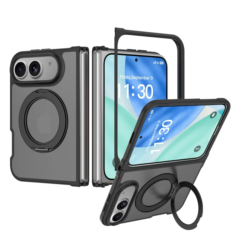 Matte PC+TPU MagSafe Case with 360° Rotating Ring Stand for iPhone Duo
