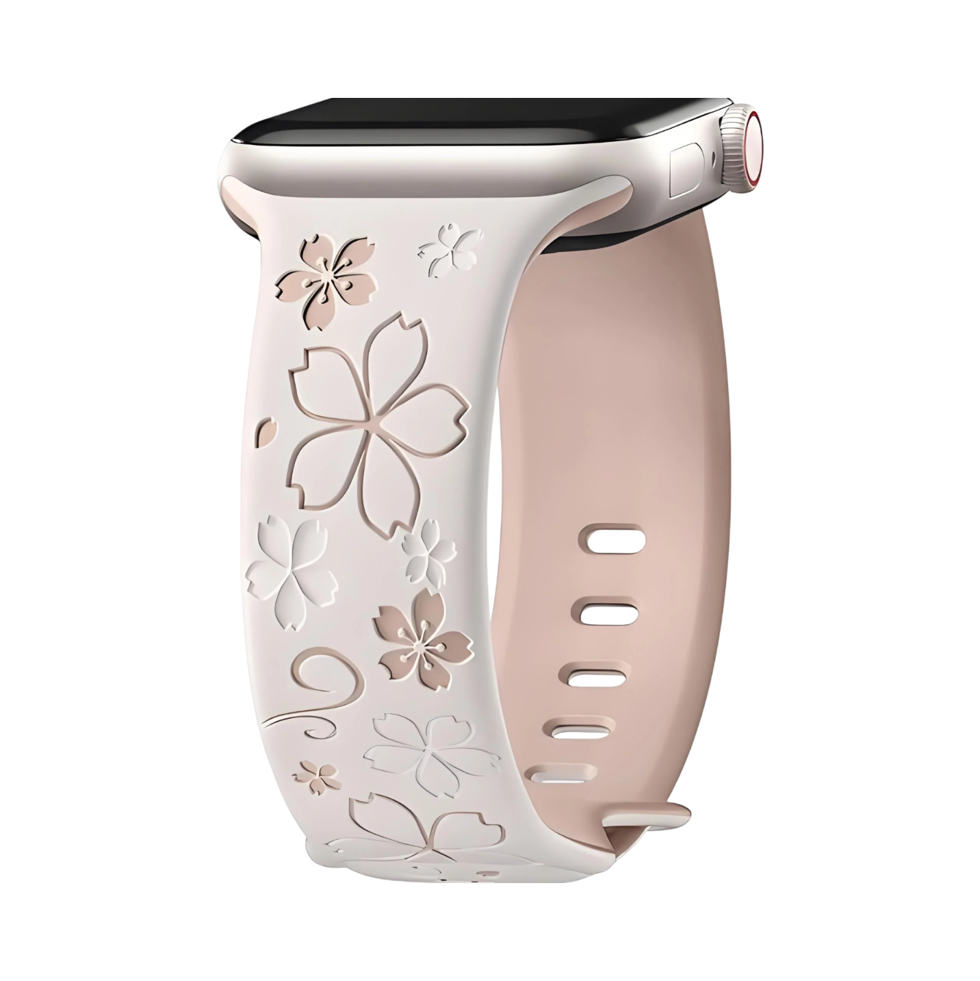 Silicone Floral Engraved Watch Band for Apple Watch