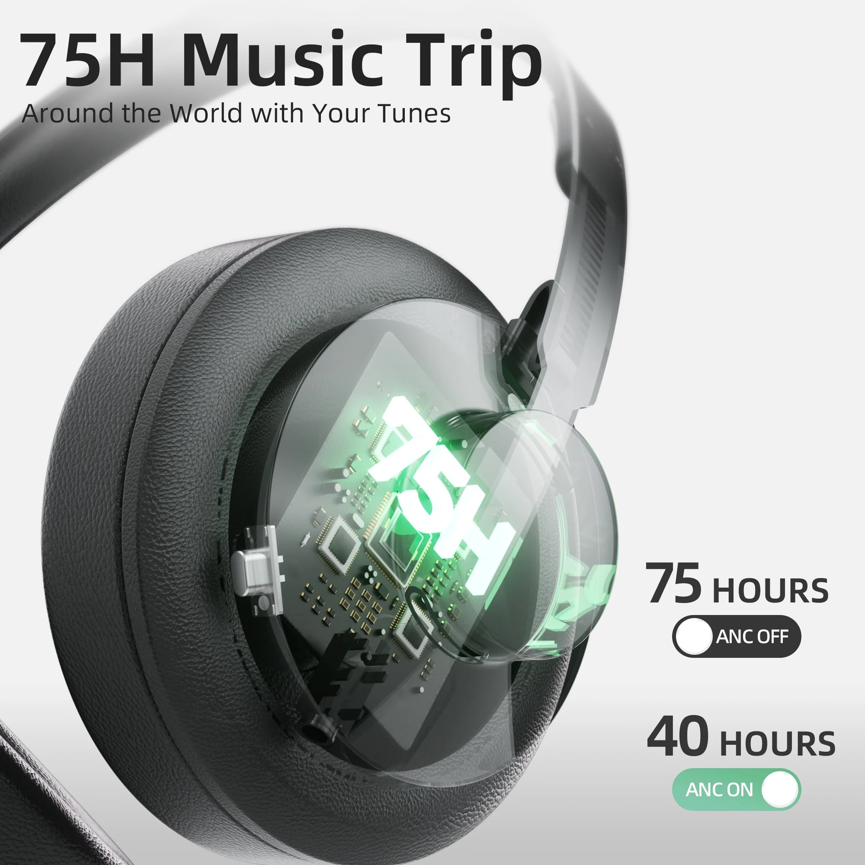 iKF Metal Over-Ear ANC Bluetooth Headphones