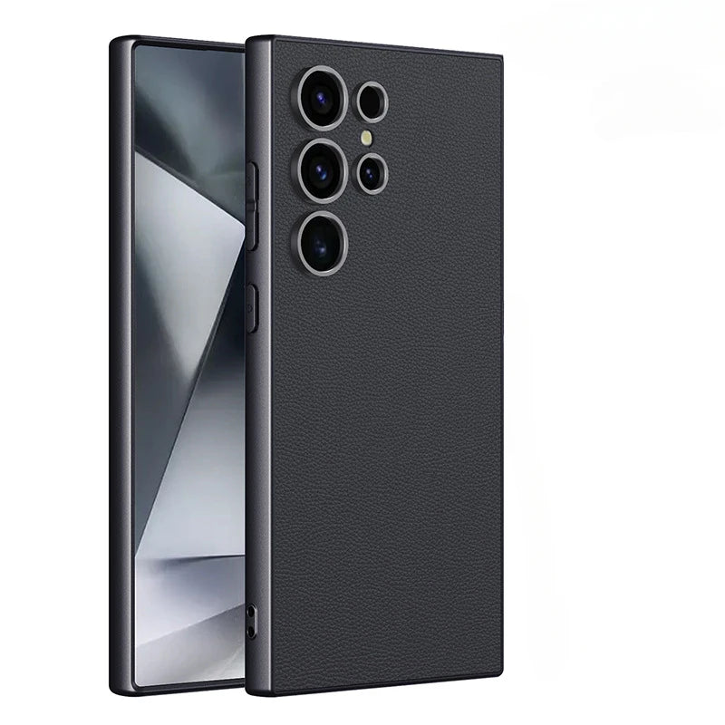 Samsung Galaxy S24 Ultra Metallic Frosted Leather Shockproof Case