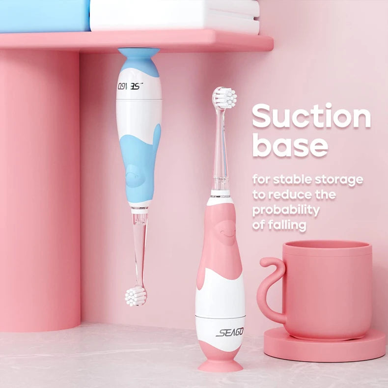 SEAGO Toddler Electric Toothbrush for Babies & 12 Replacement Heads