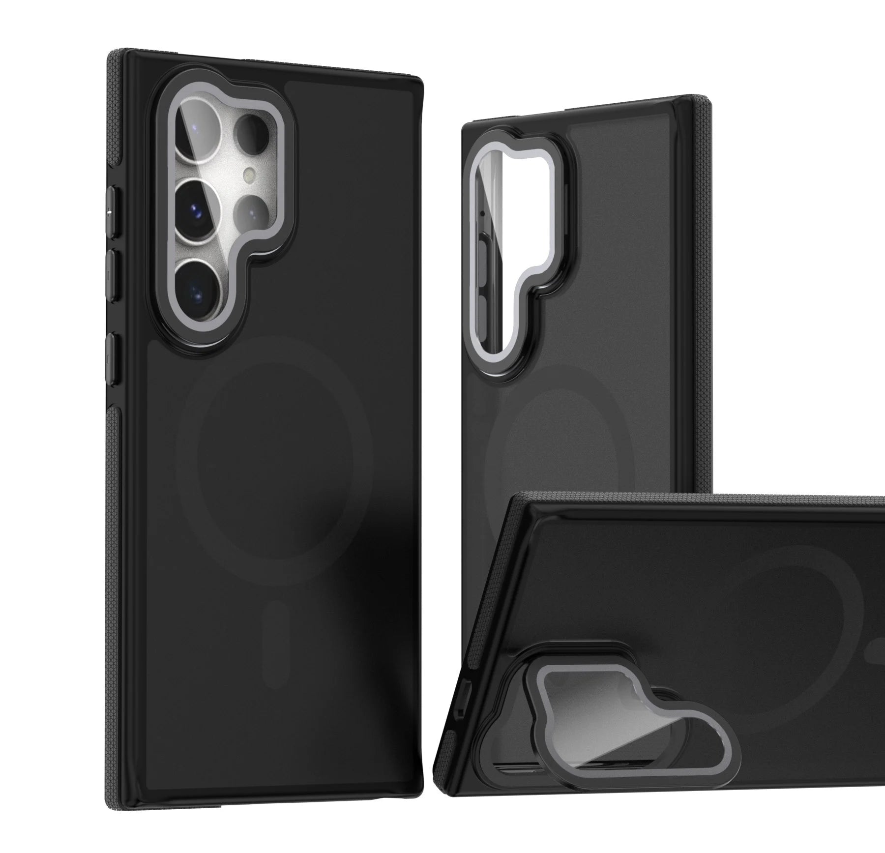 Translucent Matte Magnetic Case with Lens Protector and Stand for Samsung Galaxy S25 Series