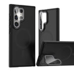 Translucent Matte Magnetic Case with Lens Protector and Stand for Samsung Galaxy S24 Series