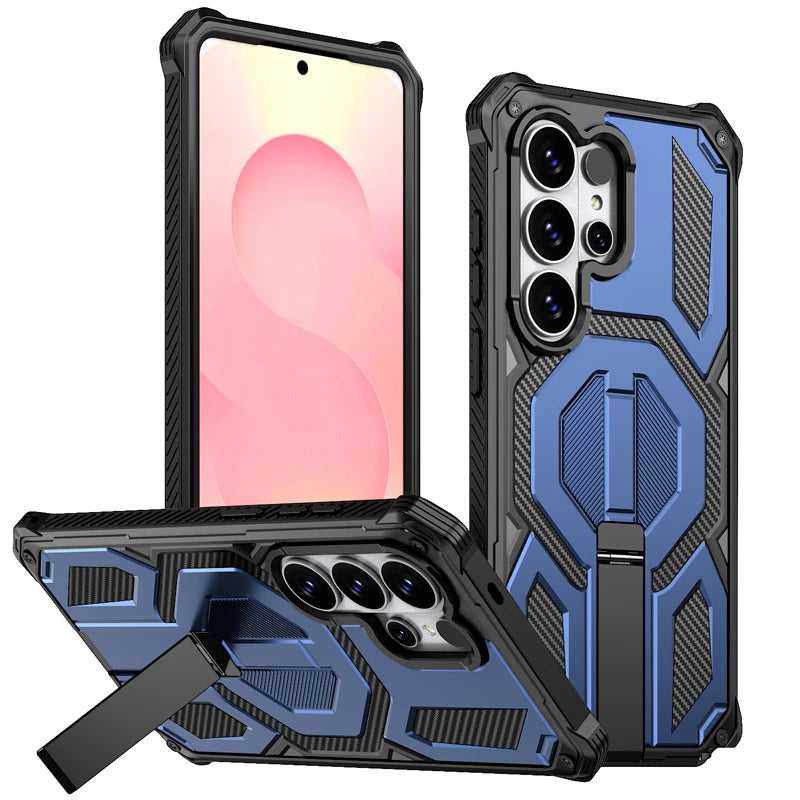 Shockproof Magnetic Kickstand Case with Triple Shield Protection for Samsung Galaxy S25 Series