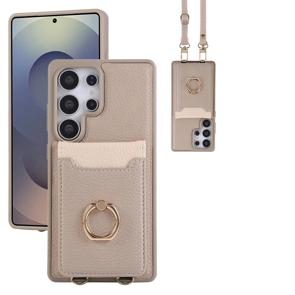 Crossbody Leather Wallet Case & Kickstand for Samsung Galaxy S25 Series